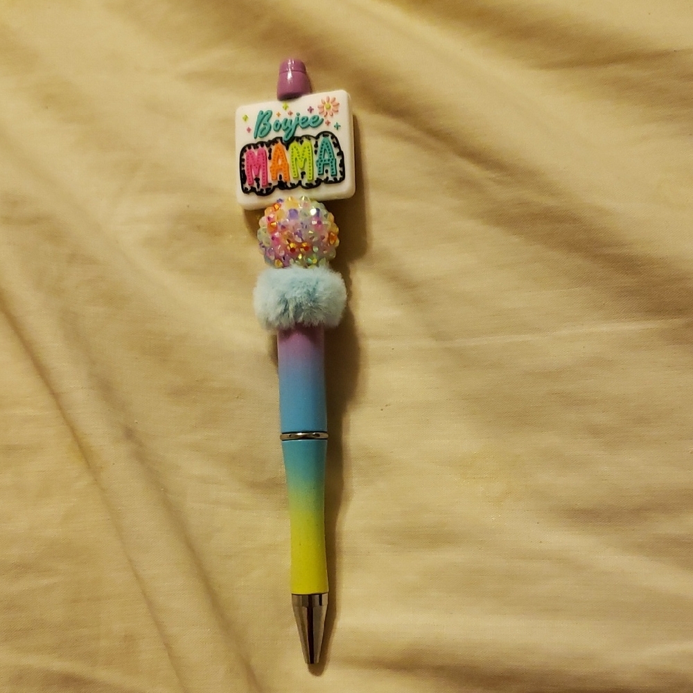 New Handmade Boujee Mama Focal Bead Beaded Pen